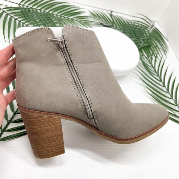 MIA Gray Dusky Pointed Toe Bootie Side Zip Stacked Block Heel Size 10 NWOB - Picture 12 of 14